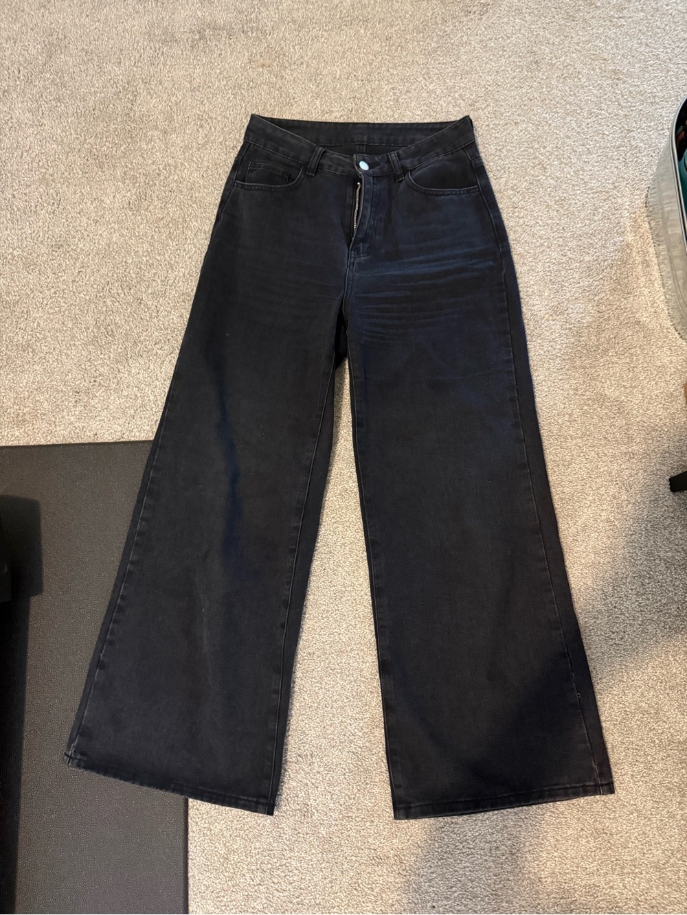 SHEIN Black Wide-Leg High-Rise Jeans